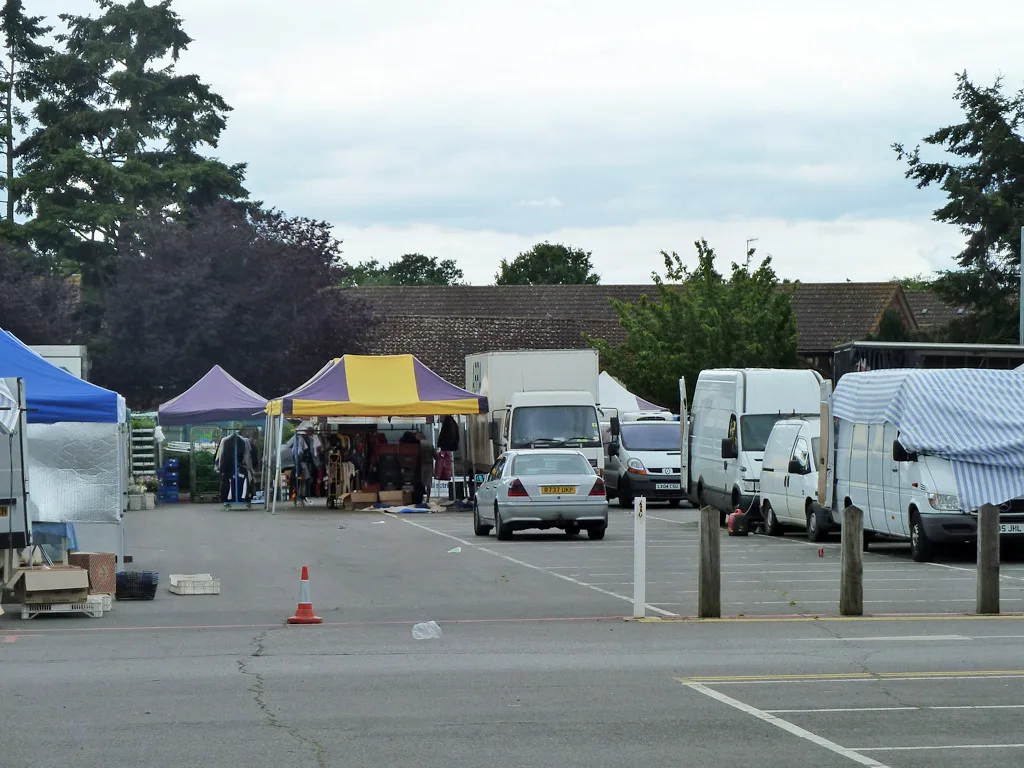 The Thursday market in Village Way car park, Cranleigh, where the new leisure centre will be built.